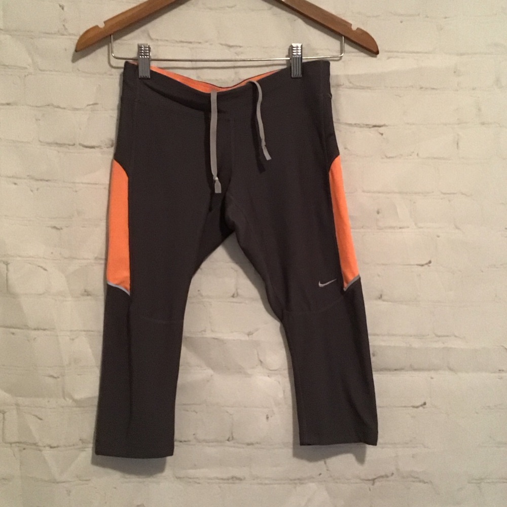 Nike Charcoal and Neon Orange Workout Pants